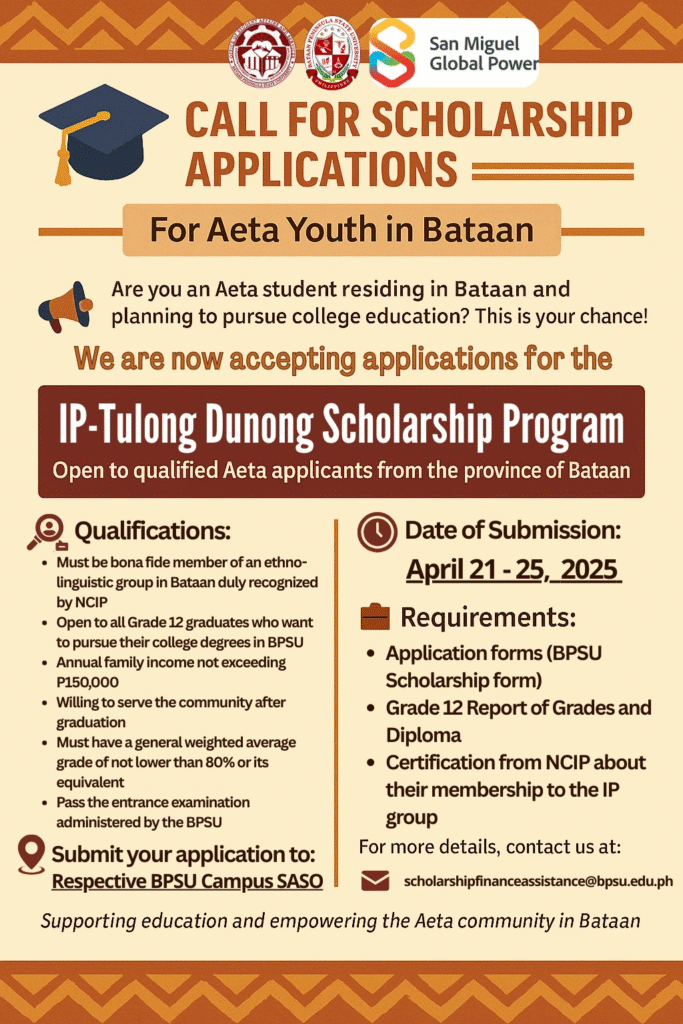 BPSU IP-Tulong Dunong Scholarship Program poster