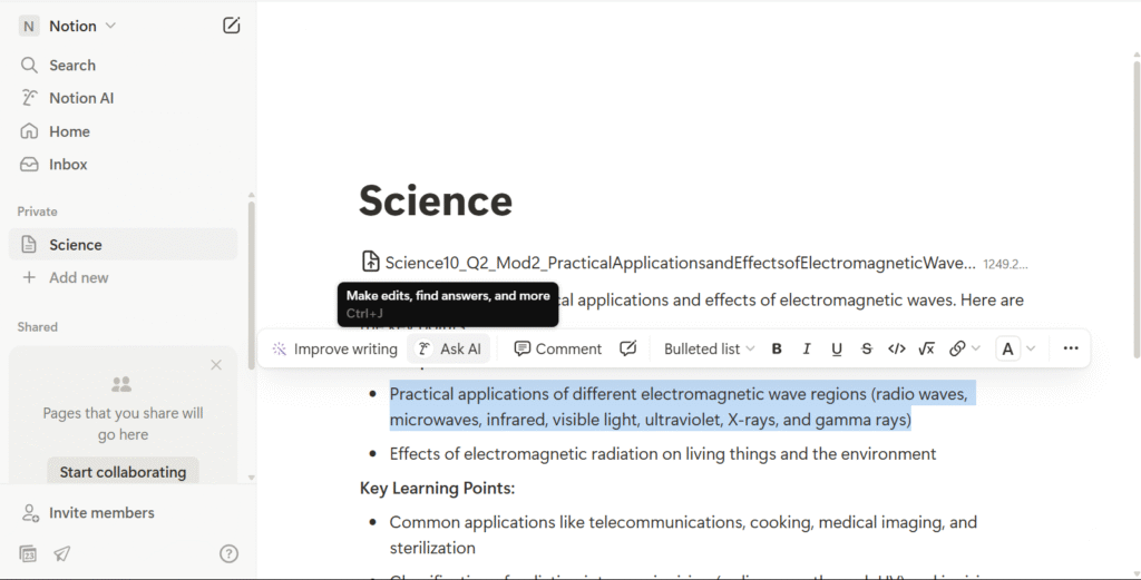 AI Tools Students Should Know - 1. Notion AI
