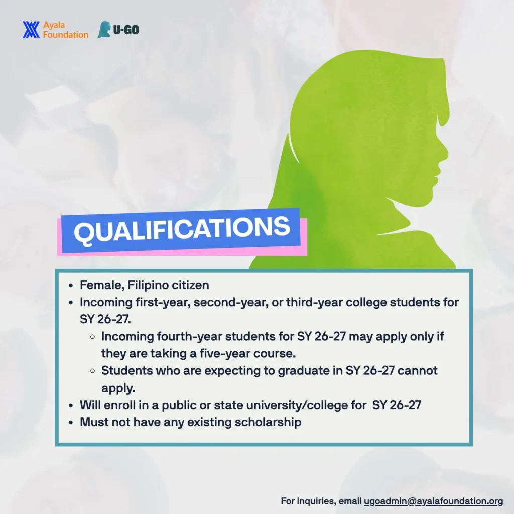 Ayala Foundation Scholarship U-Go Scholar Grant 2026  Now Soon!