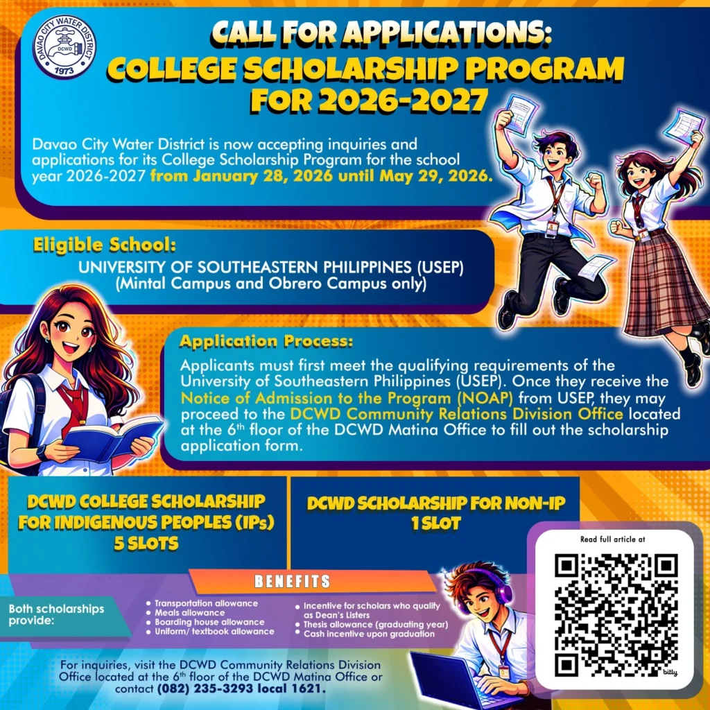 DCWD College Scholarship 2026 poster