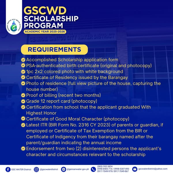 GSCWD Scholarship Program 2025 image poster