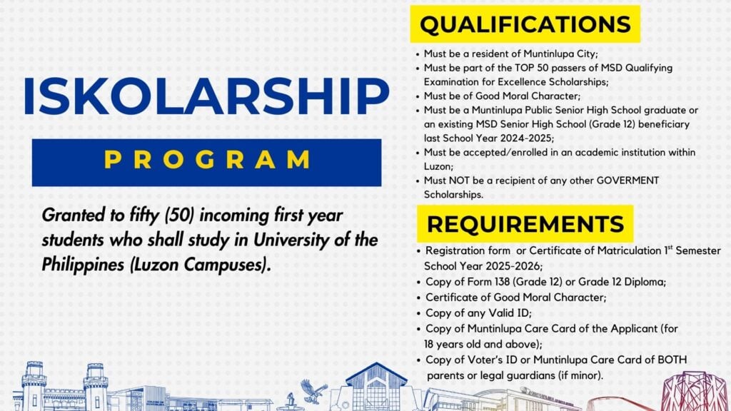 Muntinlupa Scholarship Division Iskolarship Program for SY 2025-2026