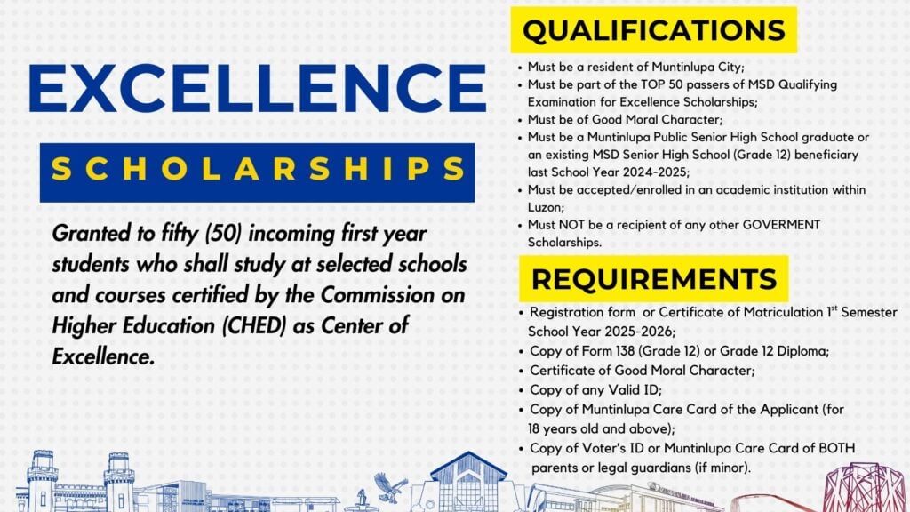 Muntinlupa Scholarship Division Excellence Scholarship for SY 2025-2026
