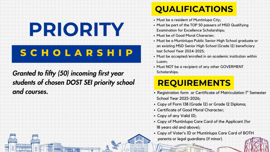 Muntinlupa Scholarship Division Priority Scholarship